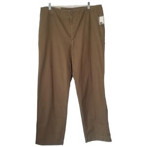 NWT Gap Women's Clean Cut Flat Front Slightly Tapered Chino Pants Brown 16 Reg.